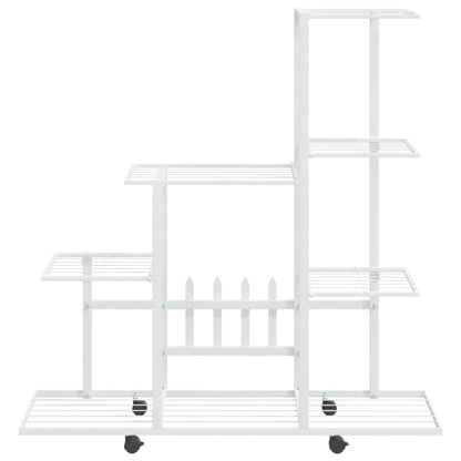Bloemenstandaard En 94,5X25X92,5 Cm Metaal Wit 94.5 x 25 x 92.5 cm Met wiel
