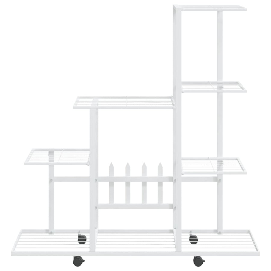 Bloemenstandaard En 94,5X25X92,5 Cm Metaal Wit 94.5 x 25 x 92.5 cm Met wiel