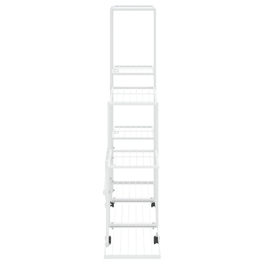 Bloemenstandaard En 94,5X25X92,5 Cm Metaal Wit 94.5 x 25 x 92.5 cm Met wiel