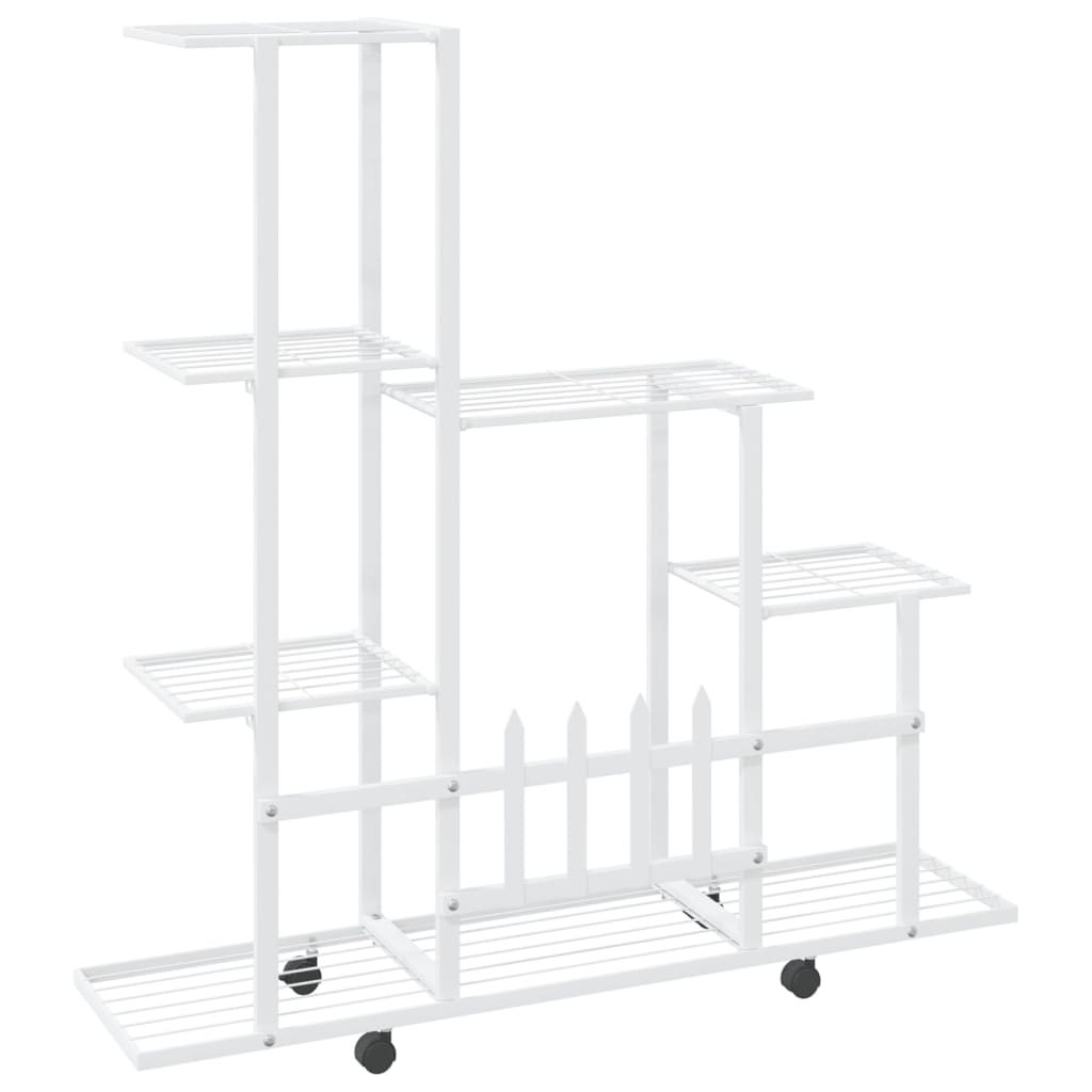 Bloemenstandaard En 94,5X25X92,5 Cm Metaal Wit 94.5 x 25 x 92.5 cm Met wiel