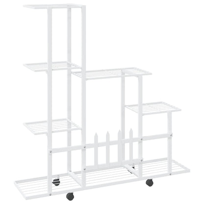Bloemenstandaard En 94,5X25X92,5 Cm Metaal Wit 94.5 x 25 x 92.5 cm Met wiel