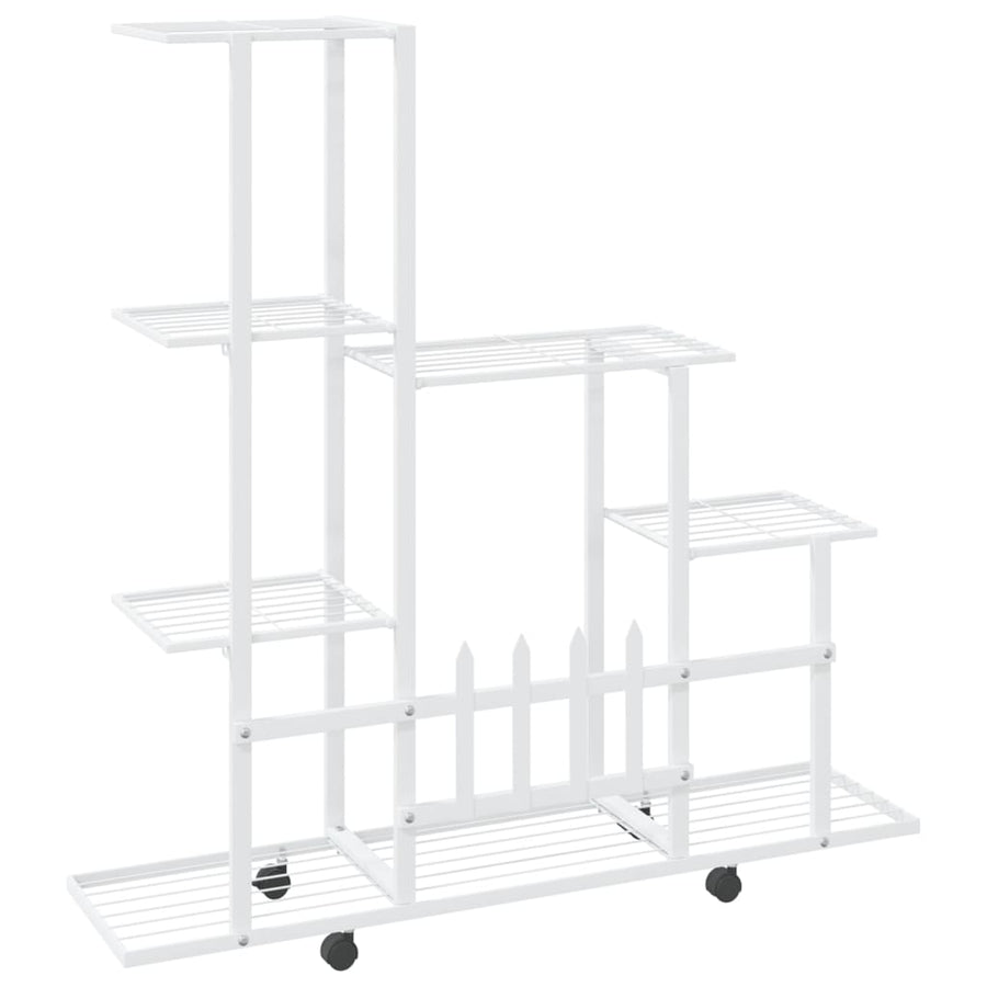 Bloemenstandaard En 94,5X25X92,5 Cm Metaal Wit 94.5 x 25 x 92.5 cm Met wiel