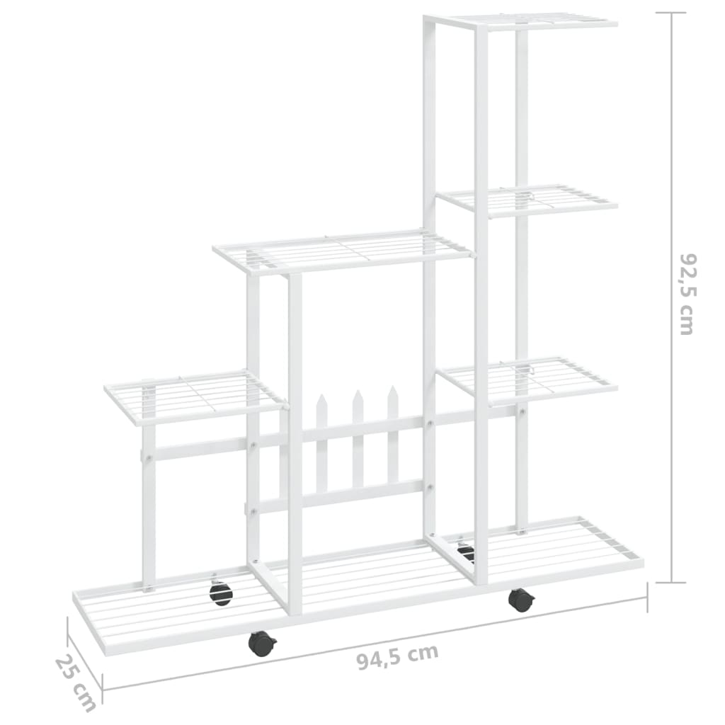 Bloemenstandaard En 94,5X25X92,5 Cm Metaal Wit 94.5 x 25 x 92.5 cm Met wiel