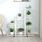 Bloemenstandaard met wielen 94,5x25x92,5 cm wit metaal