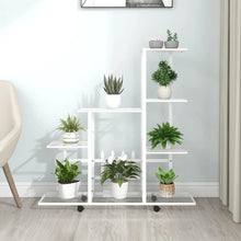 Bloemenstandaard En 94,5X25X92,5 Cm Metaal Wit 94.5 x 25 x 92.5 cm Met wiel