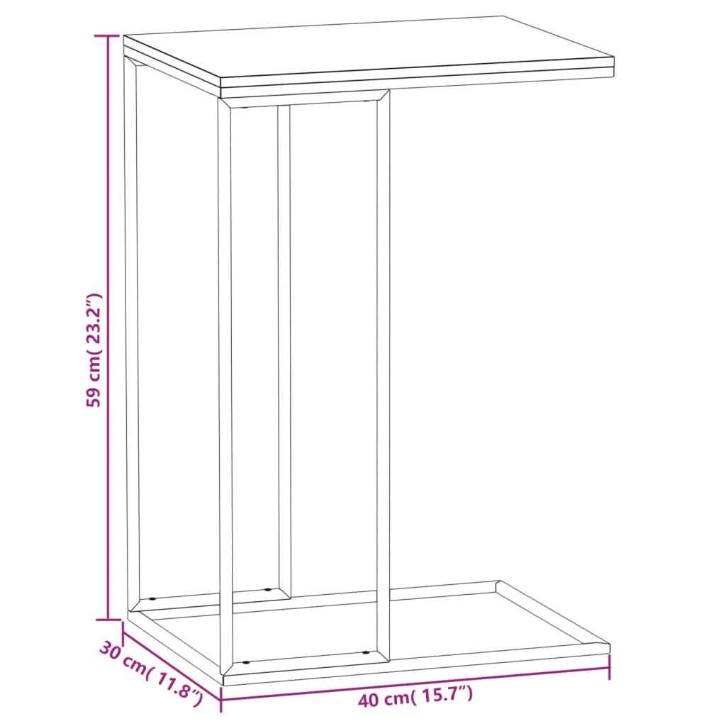 Bijzettafel Bewerkt Hout Zwart En Bruin 40 x 30 x 59 cm zonder wielen