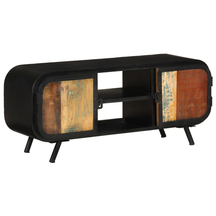Tv-Meubel Massief Gerecycled Hout 110 x 30 x 45 cm Bruin en groen