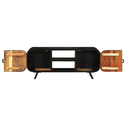 Tv-Meubel Massief Gerecycled Hout 110 x 30 x 45 cm Bruin en groen