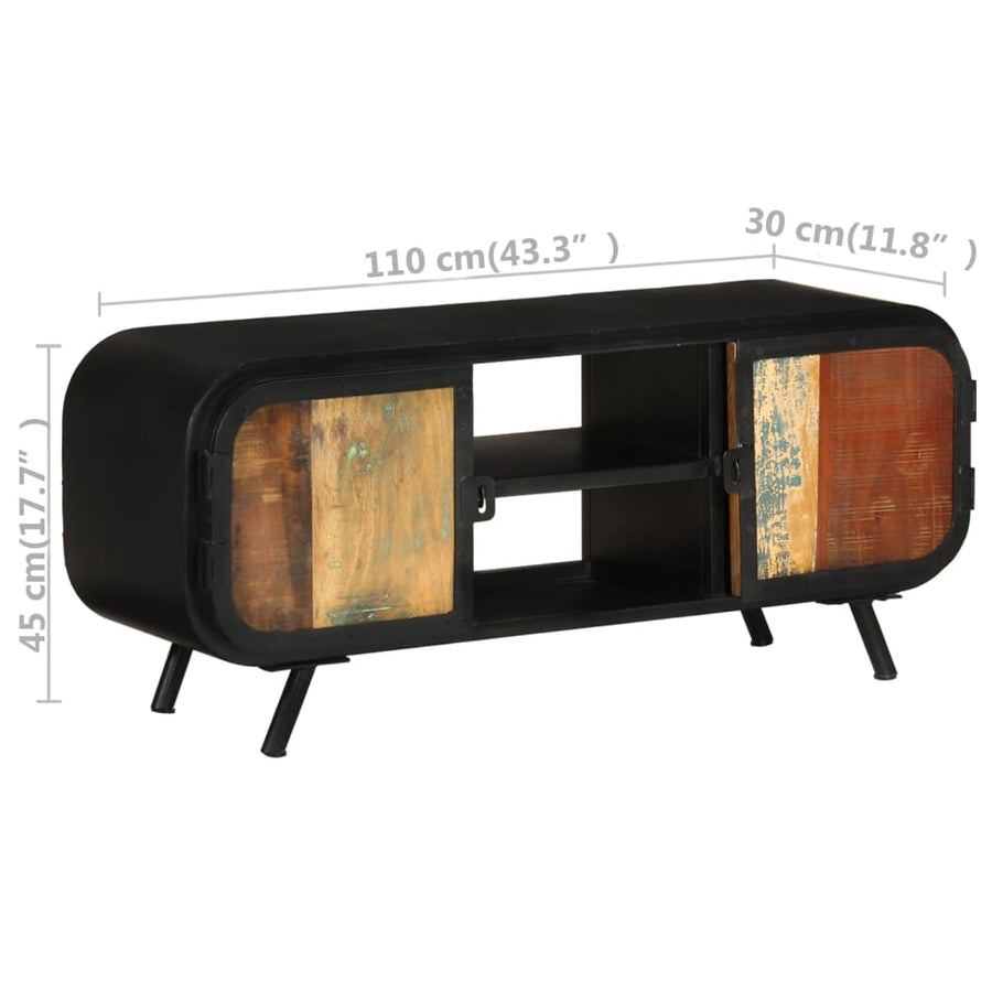 Tv-Meubel Massief Gerecycled Hout 110 x 30 x 45 cm Bruin en groen