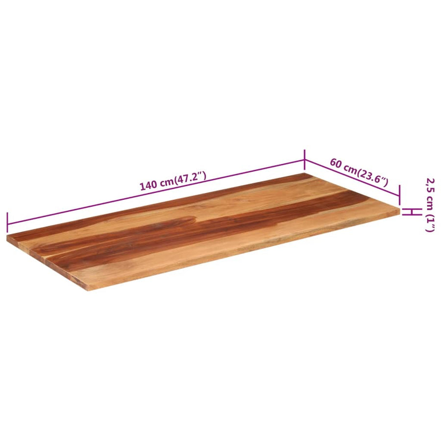 Tafelblad 140X60X(2,5-2,7) Cm Massief Sheeshamhout 140 x 60 cm 25-27 mm massief sheesham hout