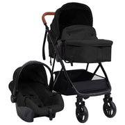 Kinderwagen 3-in-1 staal antraciet zwart