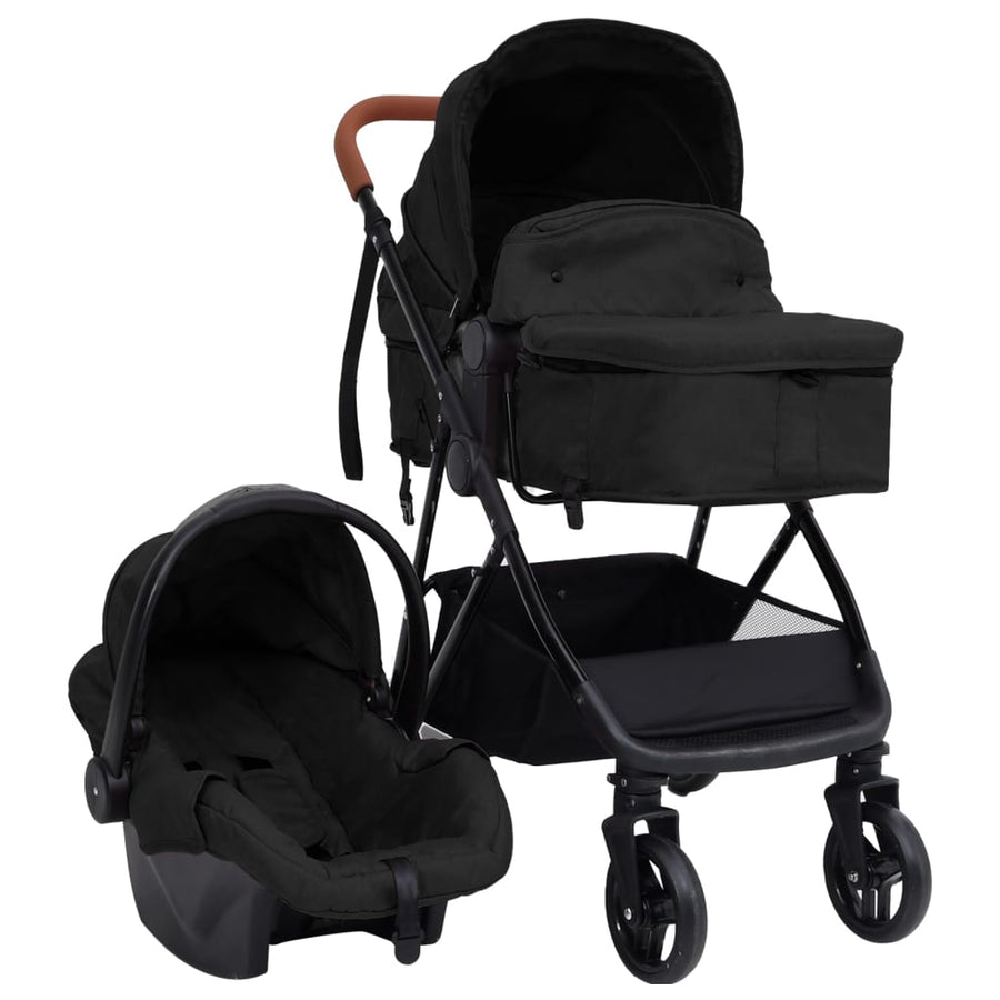 Kinderwagen Staal Kleurig En Zwart Antraciet 3-in-1