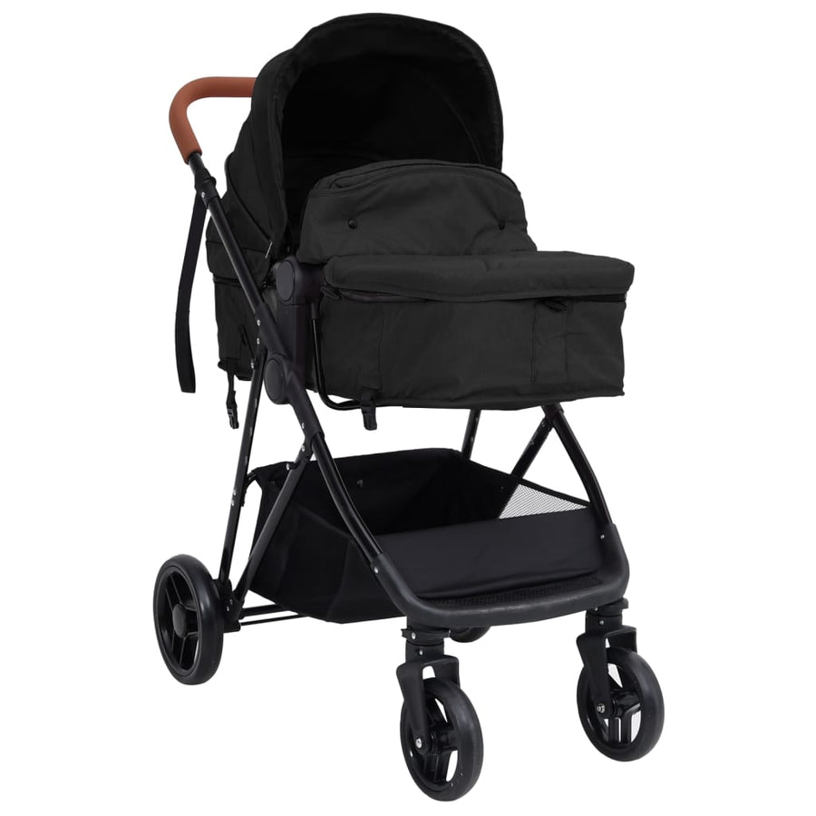 Kinderwagen Staal Kleurig En Zwart Antraciet 3-in-1