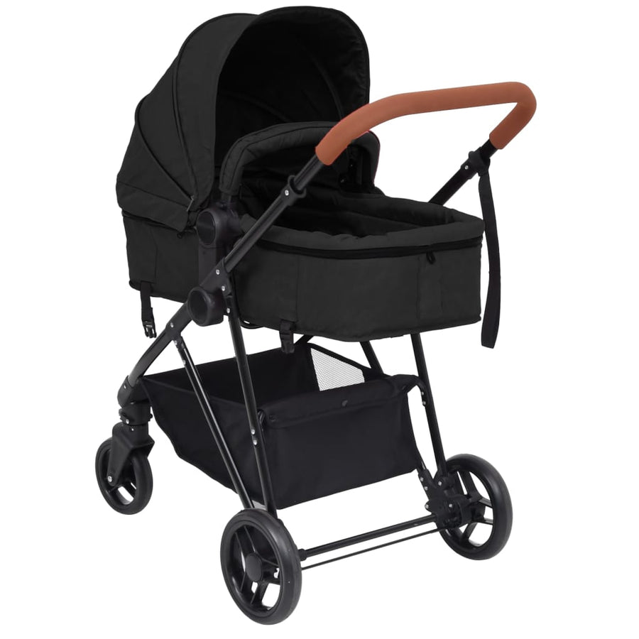 Kinderwagen Staal Kleurig En Zwart Antraciet 3-in-1
