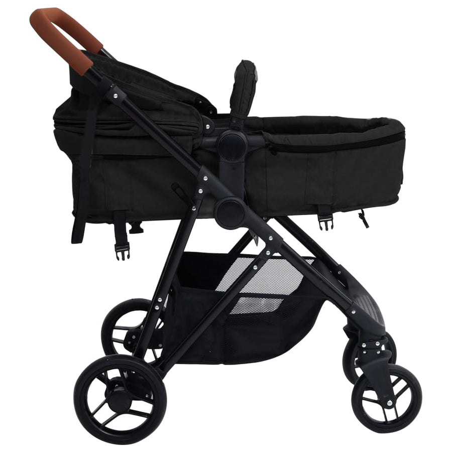 Kinderwagen Staal Kleurig En Zwart Antraciet 3-in-1