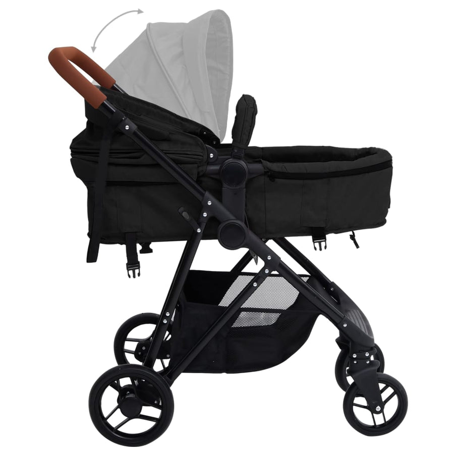 Kinderwagen Staal Kleurig En Zwart Antraciet 3-in-1