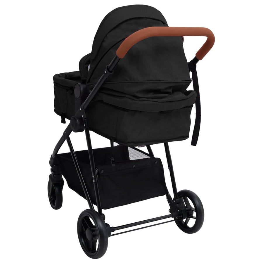 Kinderwagen Staal Kleurig En Zwart Antraciet 3-in-1
