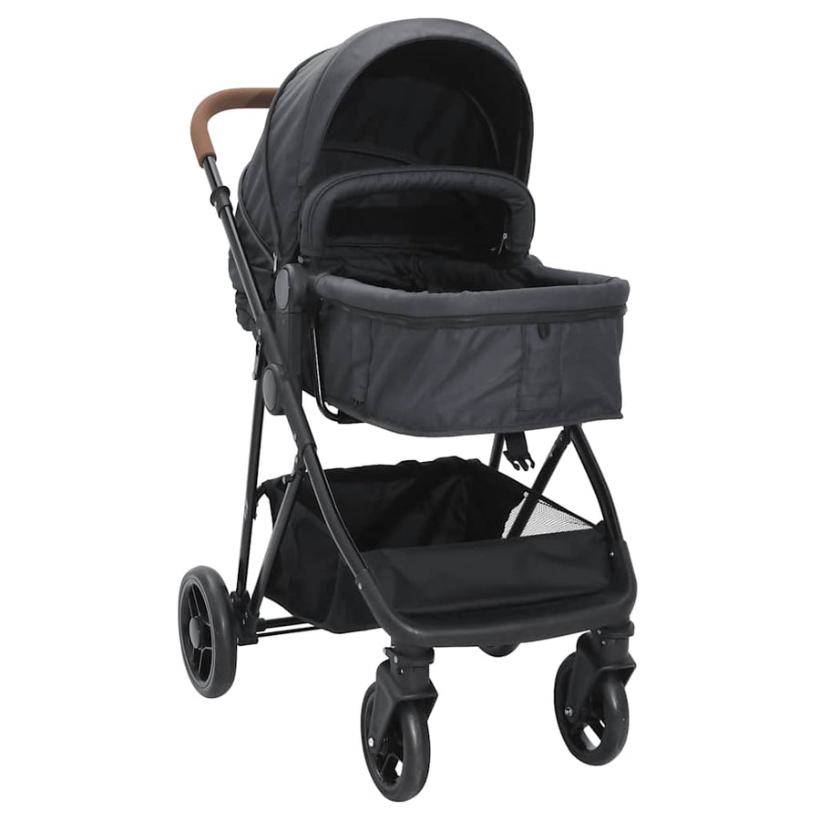 Kinderwagen 2-In-1 Staal Antracietkleurig En Zwart