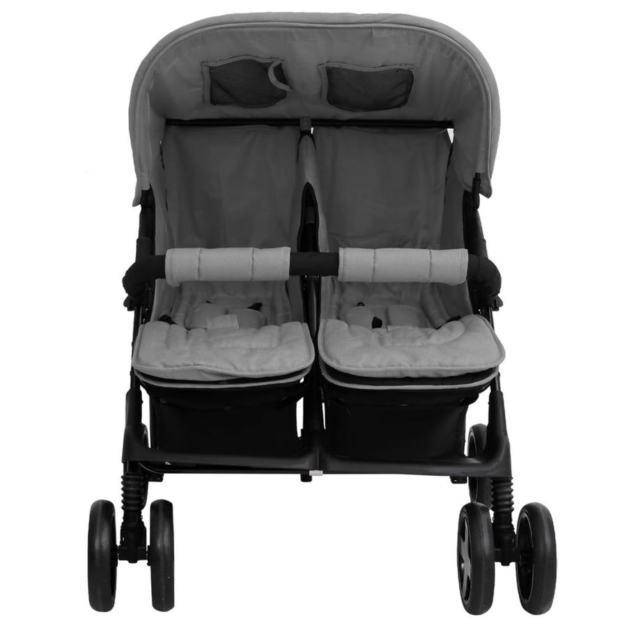 Tweelingkinderwagen Staal Lichtgrijs