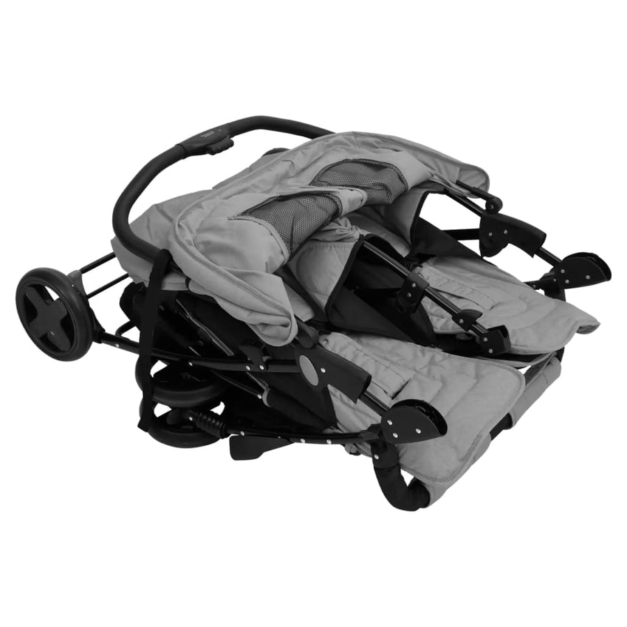 Tweelingkinderwagen Staal Lichtgrijs