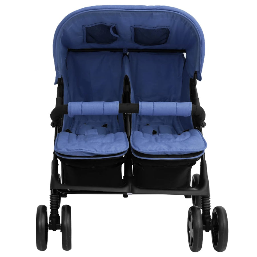 Tweelingkinderwagen staal marineblauw Marineblauw
