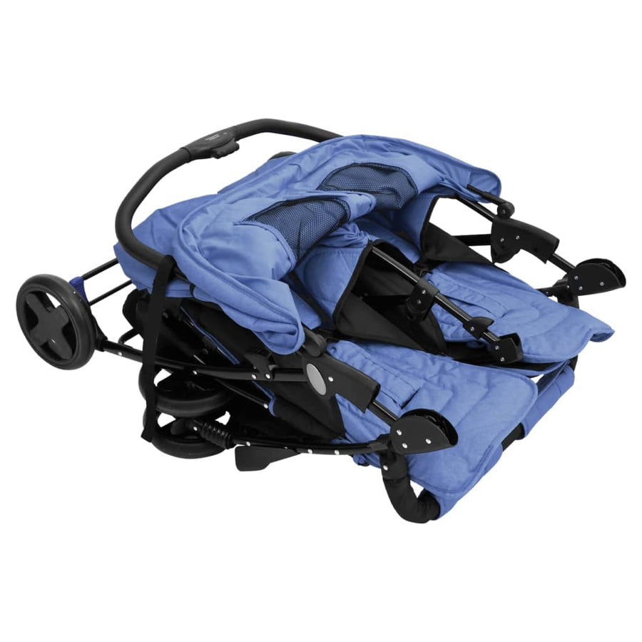 Tweelingkinderwagen staal marineblauw Marineblauw