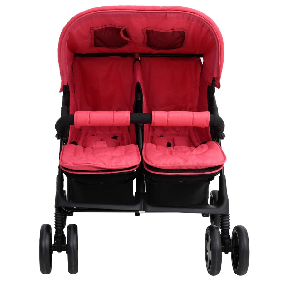 Tweelingkinderwagen staal rood Rood