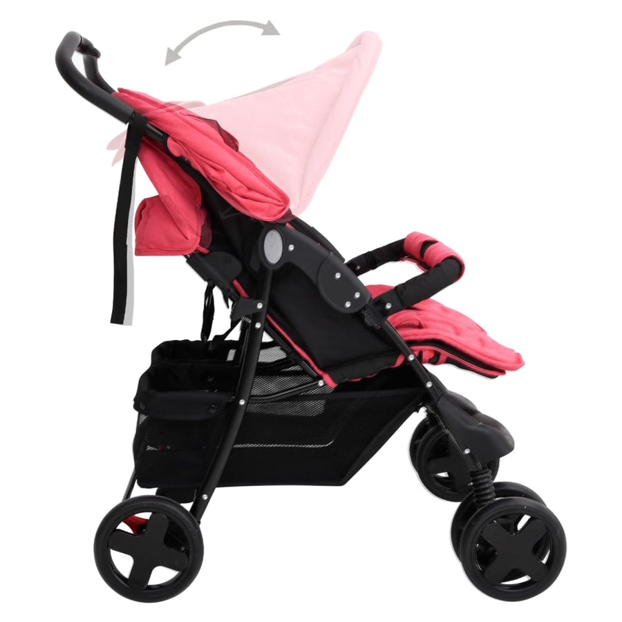 Tweelingkinderwagen staal rood Rood