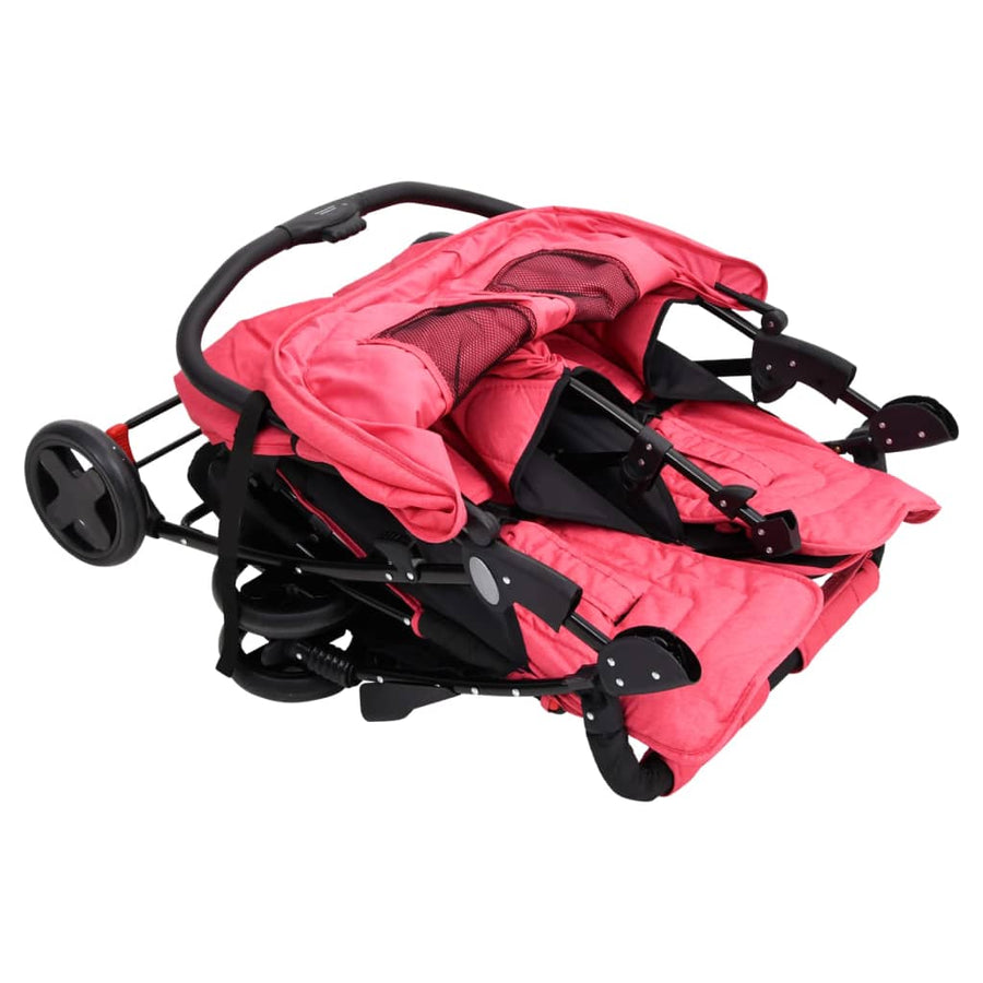 Tweelingkinderwagen staal rood Rood