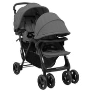 Tweelingkinderwagen tandem staal donkergrijs 122,5x53,5x111 cm