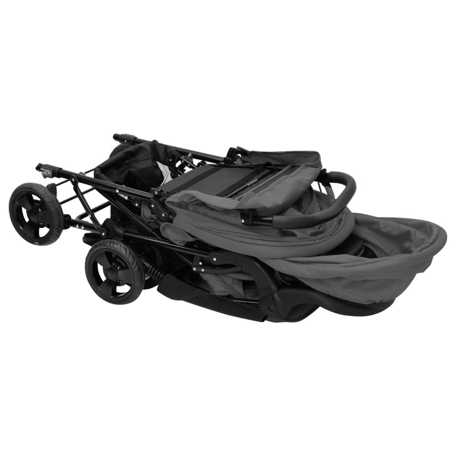 Tweelingkinderwagen Tandem Staal Donkergrijs