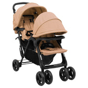 Tweelingkinderwagen tandem 122,5x53,5x111 cm staal taupe