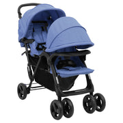 Tweelingkinderwagen tandem staal marineblauw 122x53x111 cm