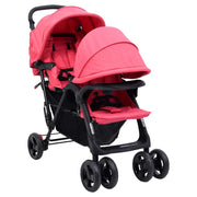 Tweelingkinderwagen tandem rood staal 122,5x53,5x111 cm
