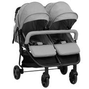 Tweelingbuggy staal 76x94,5x99 cm lichtgrijs zwart