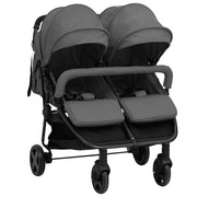 Tweelingbuggy 76x94.5x99 cm staal donkergrijs zwart