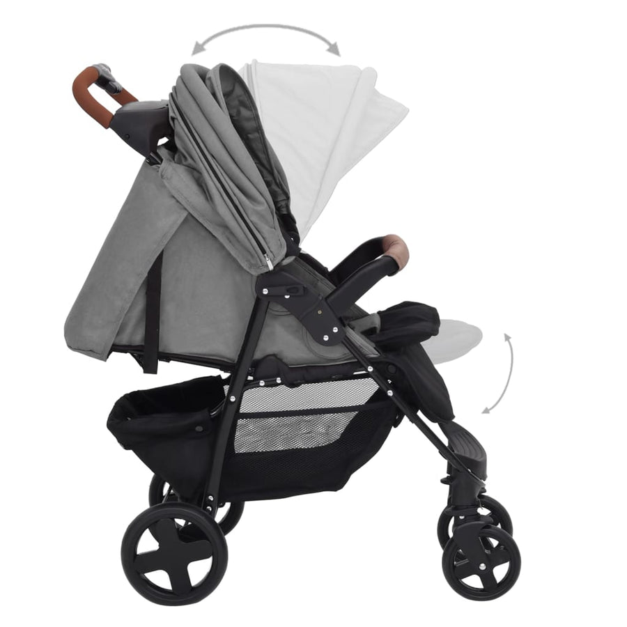 Kinderwagen 2-In-1 Staal Lichtgrijs