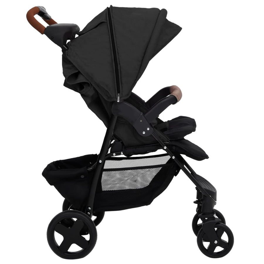 Kinderwagen Staal Kleurig Antraciet 2-in-1