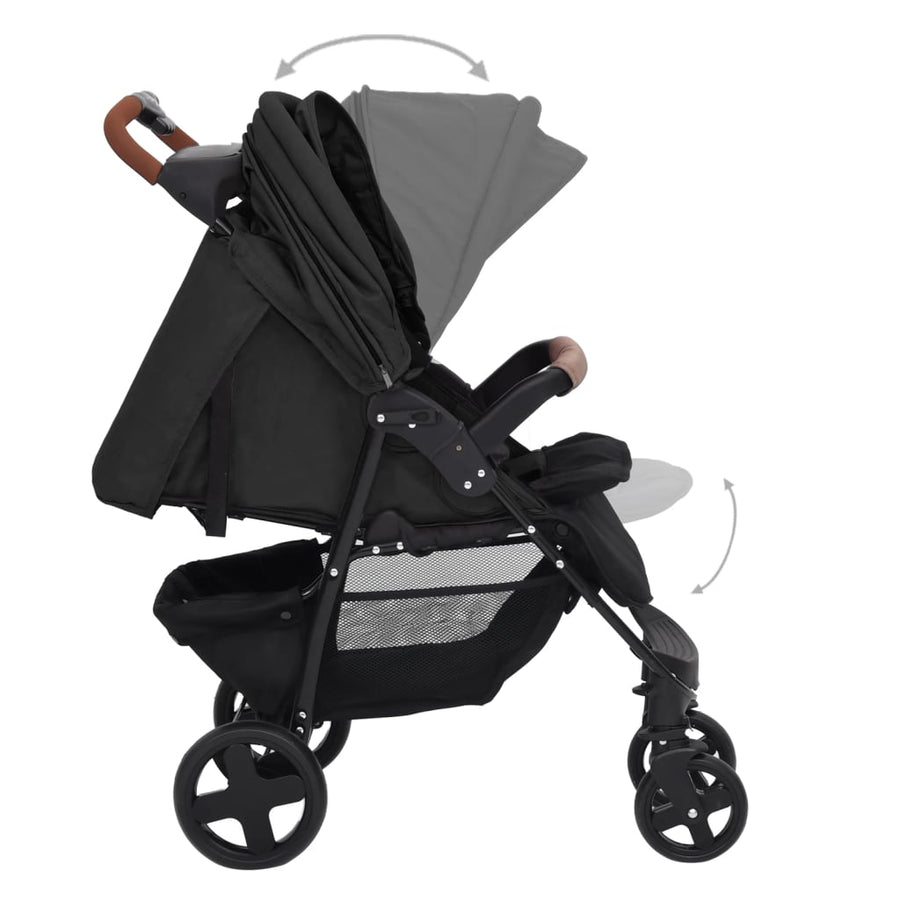 Kinderwagen Staal Kleurig Antraciet 2-in-1