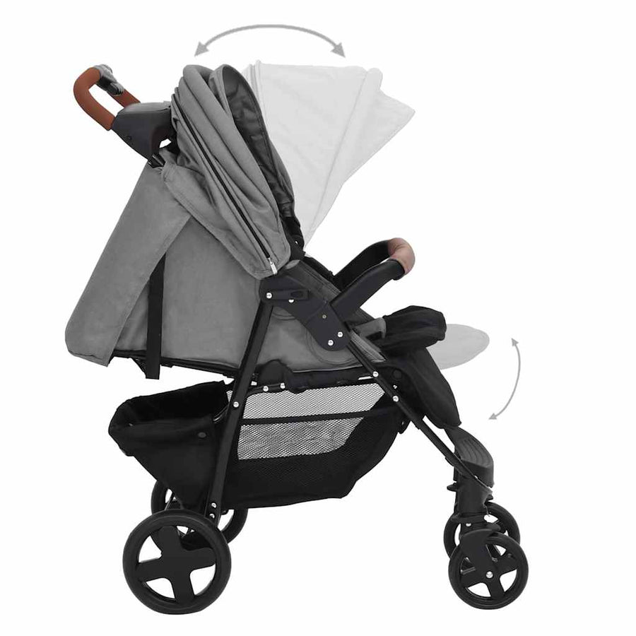 Kinderwagen 3-In-1 Staal Lichtgrijs