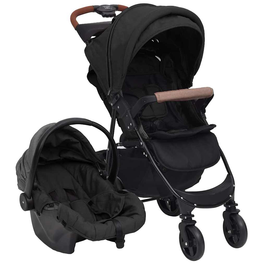 Kinderwagen 3-in-1 staal antracietkleurig