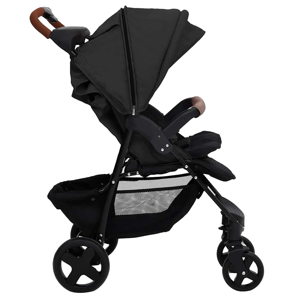 Kinderwagen 3-in-1 staal antracietkleurig