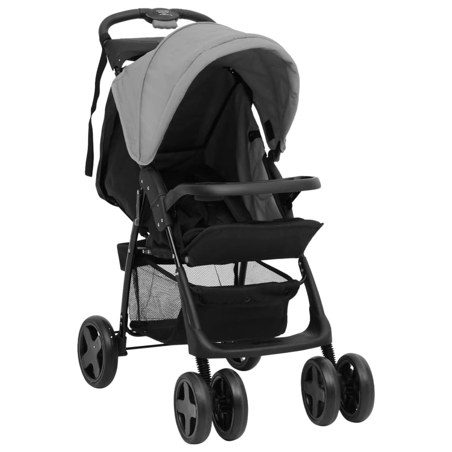 Kinderwagen 3-in-1 staal lichtgrijs en zwart Lichtgrijs 3-in-1
