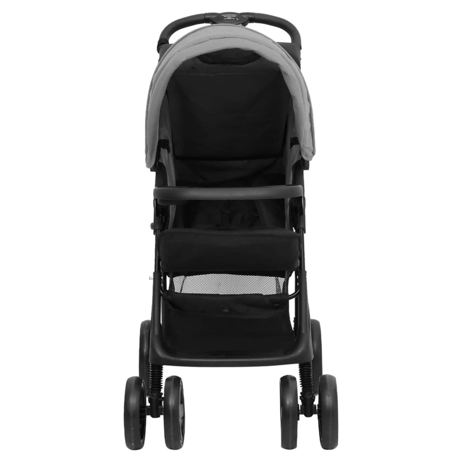 Kinderwagen 3-in-1 staal lichtgrijs en zwart Lichtgrijs 3-in-1