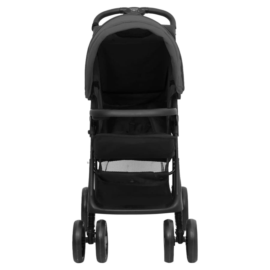Kinderwagen 3-in-1 staal donkergrijs en zwart Donkergrijs 3-in-1