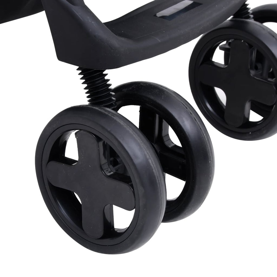 Kinderwagen 3-in-1 staal donkergrijs en zwart Donkergrijs 3-in-1