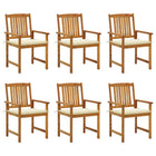 Tuinstoelen 6 st massief acaciahout crème kussens