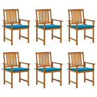 Tuinstoelen 6 st massief acaciahout blauw