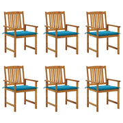 Tuinstoelen 6 st massief acaciahout blauw