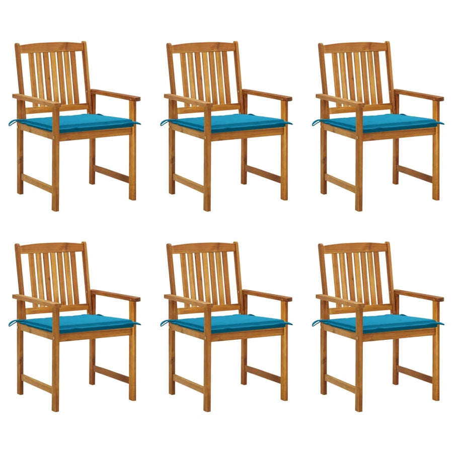 Tuinstoelen Met Kussens Massief Acaciahout 6 Blauw